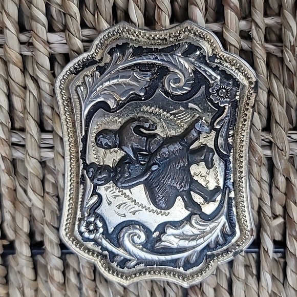 Source Unknown Other - Vintage Western Country Dance Themed gold tone belt buckle